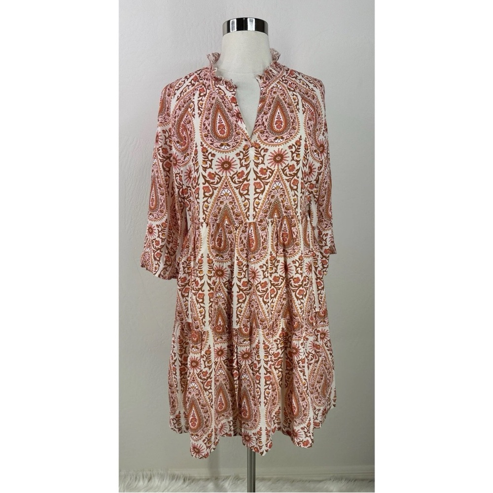 Spartina Cottagecore 3/4 Sleeve Fairy Dress Ruffle Collar Shift Dress